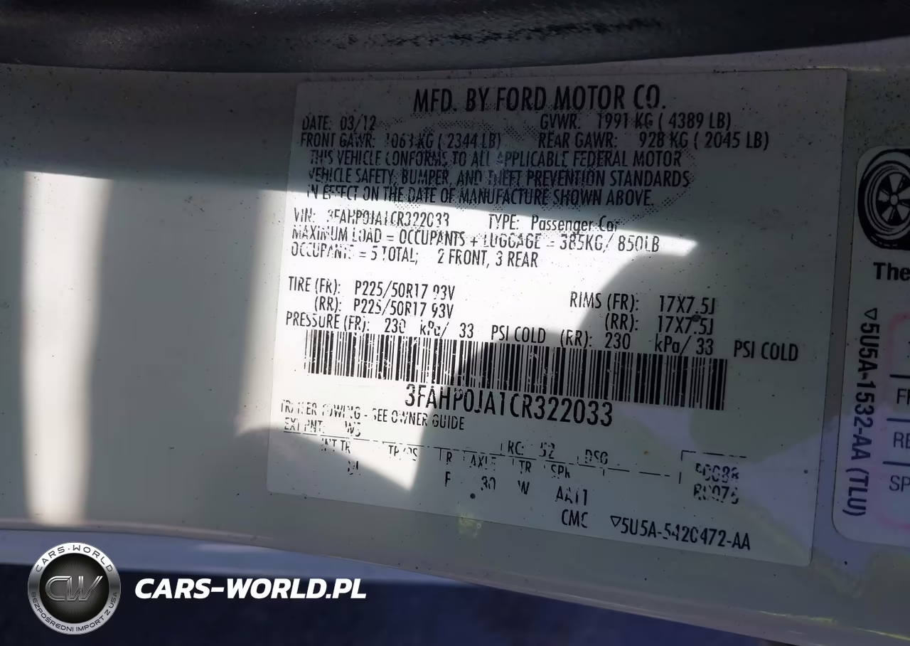 2012 Ford Fusion Sel VIN:3FAHP0JA1CR322033 - 9