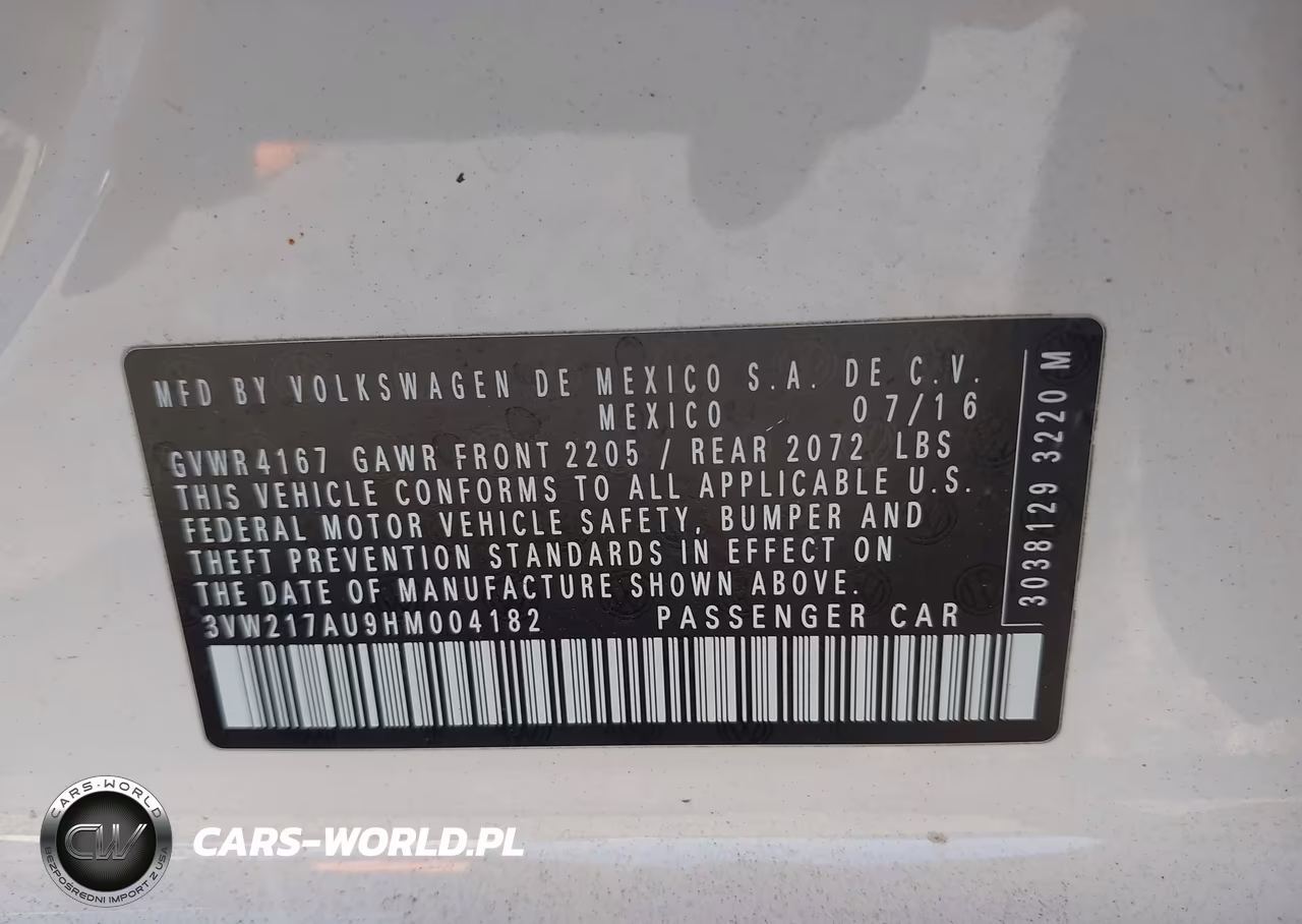 2017 Volkswagen Golf Tsi Wolfsburg Edition 4-Door VIN:3VW217AU9HM004182 - 9