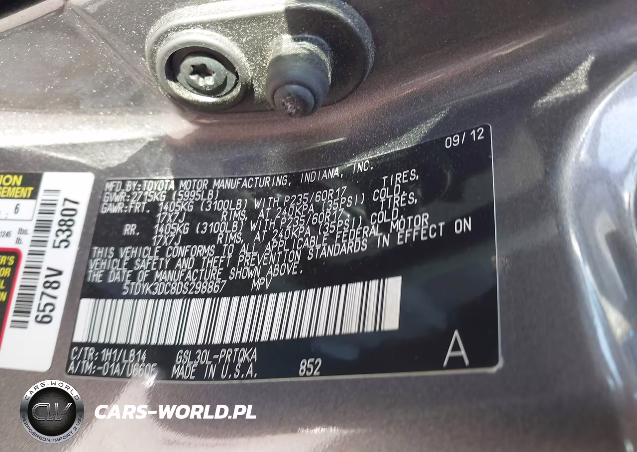 2013 Toyota Sienna Xle V6 8 Passenger VIN:5TDYK3DC8DS298867 - 9