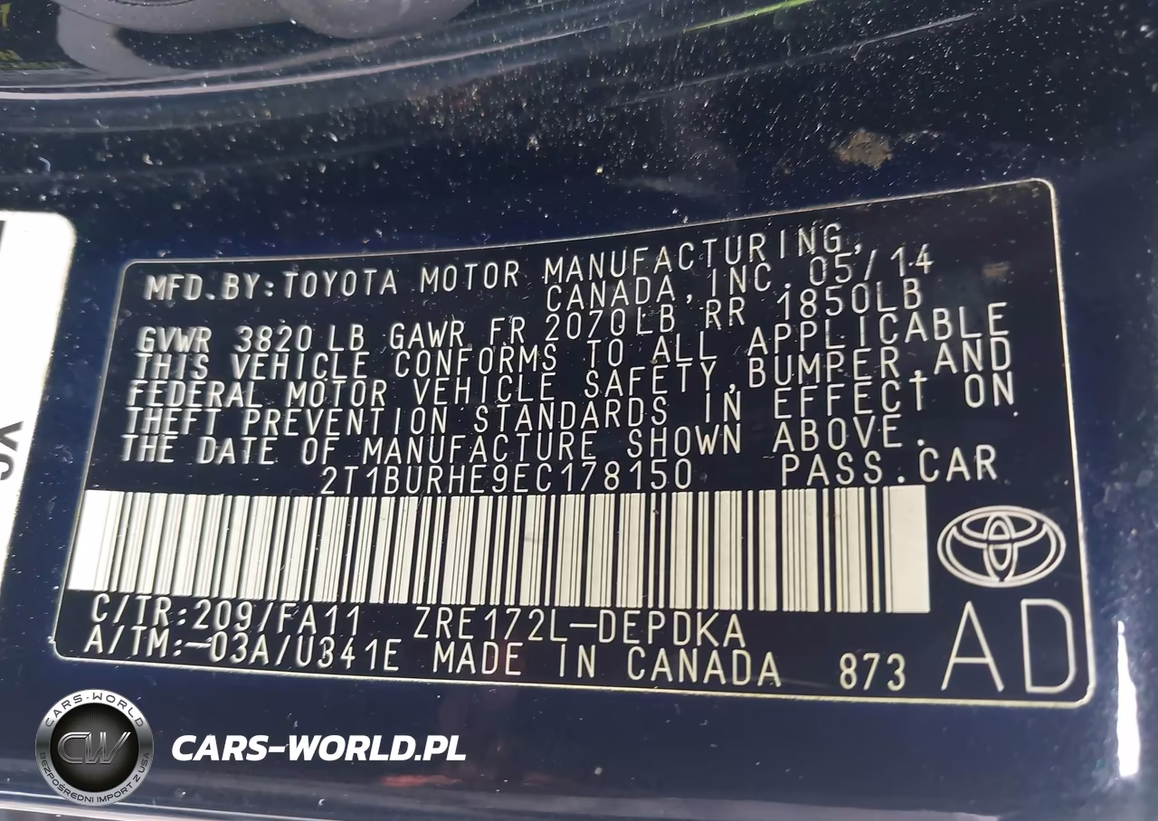 2014 Toyota Corolla L VIN:2T1BURHE9EC178150 - 9