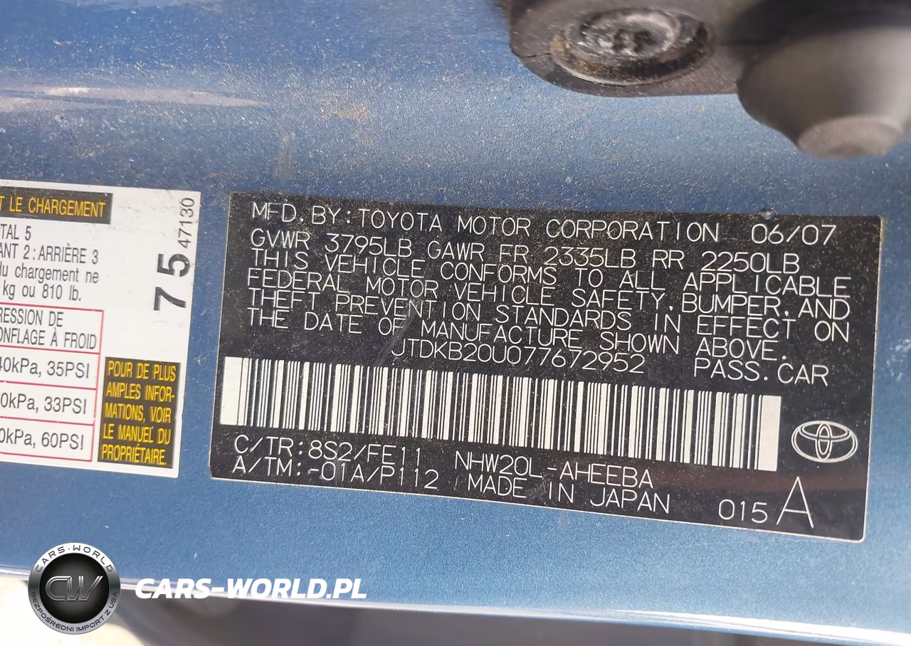2007 Toyota Prius VIN:JTDKB20U077672952 - 7