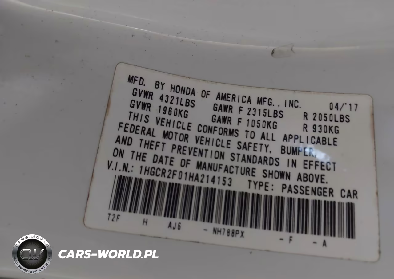 2017 Honda Accord Ex VIN:1HGCR2F01HA214153 - 9