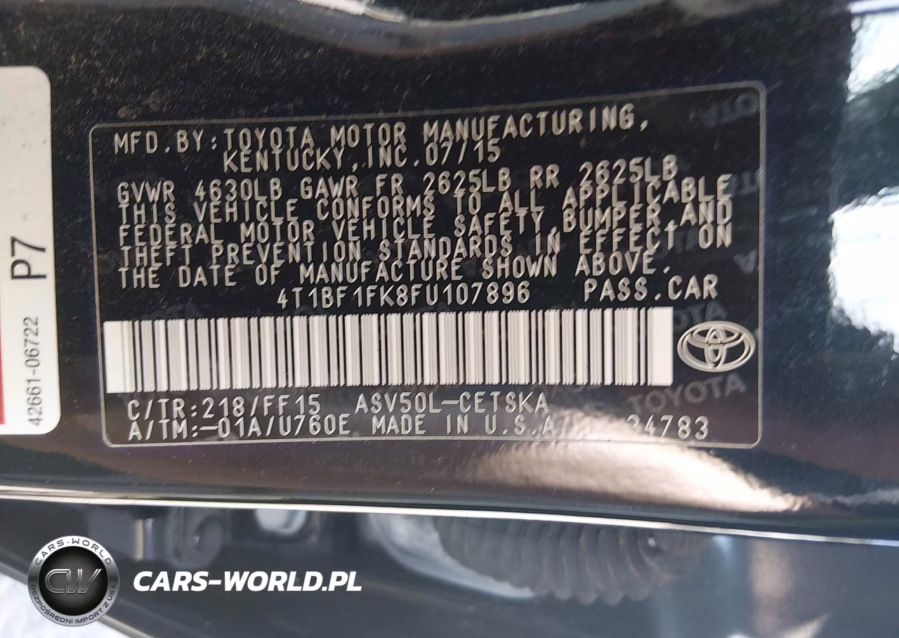 2015 Toyota Camry Se VIN:4T1BF1FK8FU107896 - 9