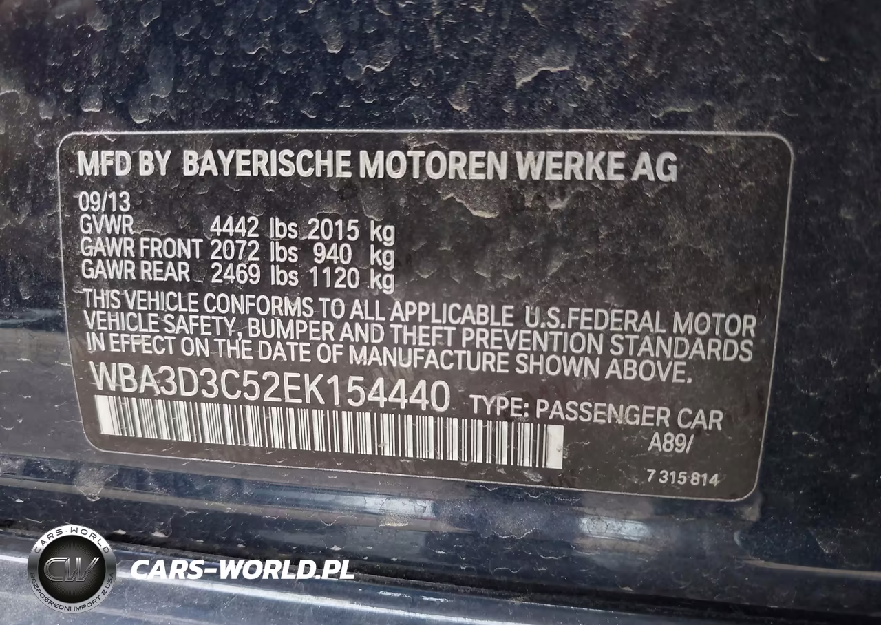 2014 BMW 328D VIN:WBA3D3C52EK154440 - 9