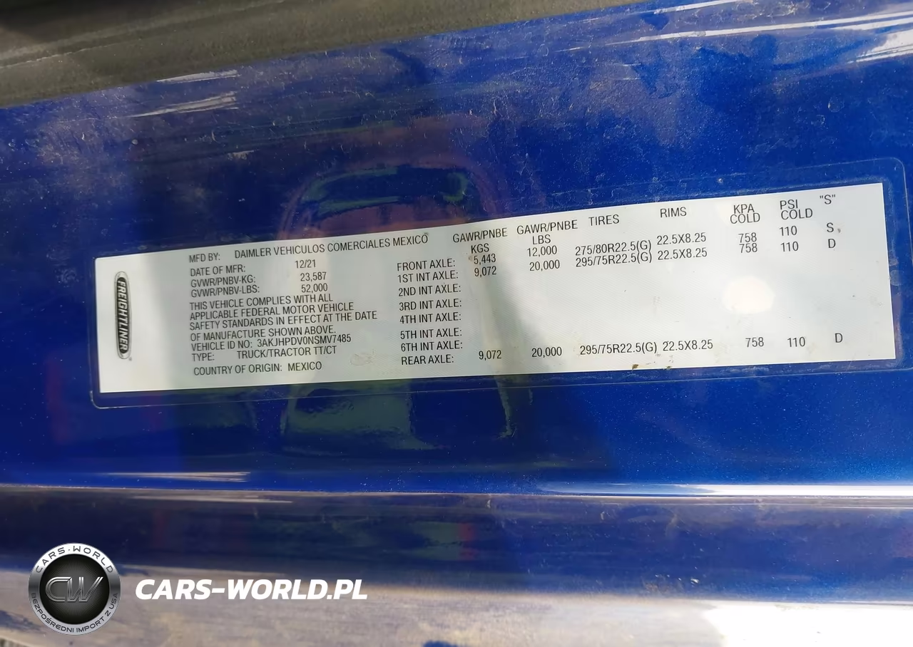 2022 Freightliner New Cascadia 116 VIN:3AKJHPDV0NSMV7485 - 8