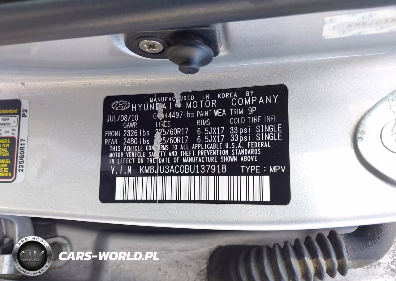 2011 Hyundai Tucson Gls VIN:KM8JU3AC0BU137918 - 9