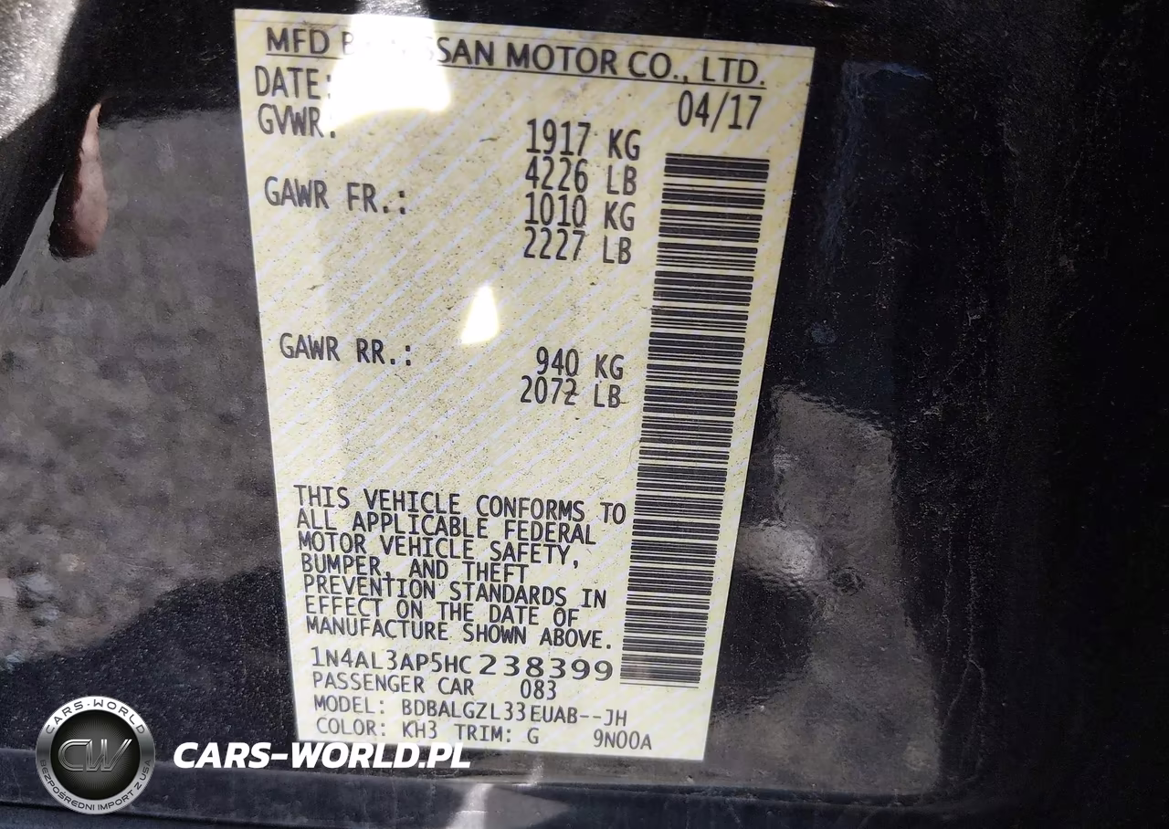 2017 Nissan Altima 2.5 S VIN:1N4AL3AP5HC238399 - 9