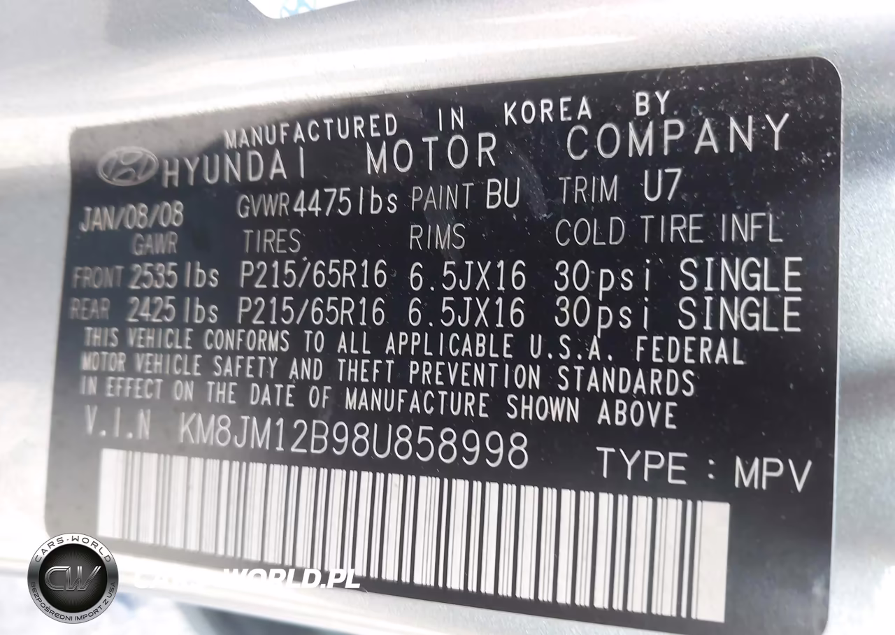 2008 Hyundai Tucson Gls VIN:KM8JM12B98U858998 - 9