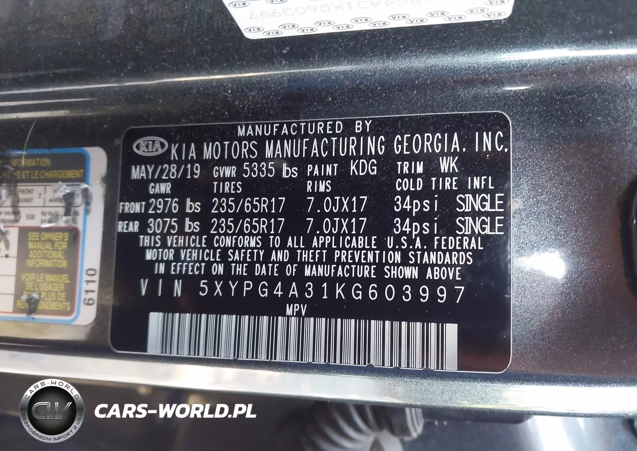 2019 Kia Sorento 2.4L Lx VIN:5XYPG4A31KG603997 - 9