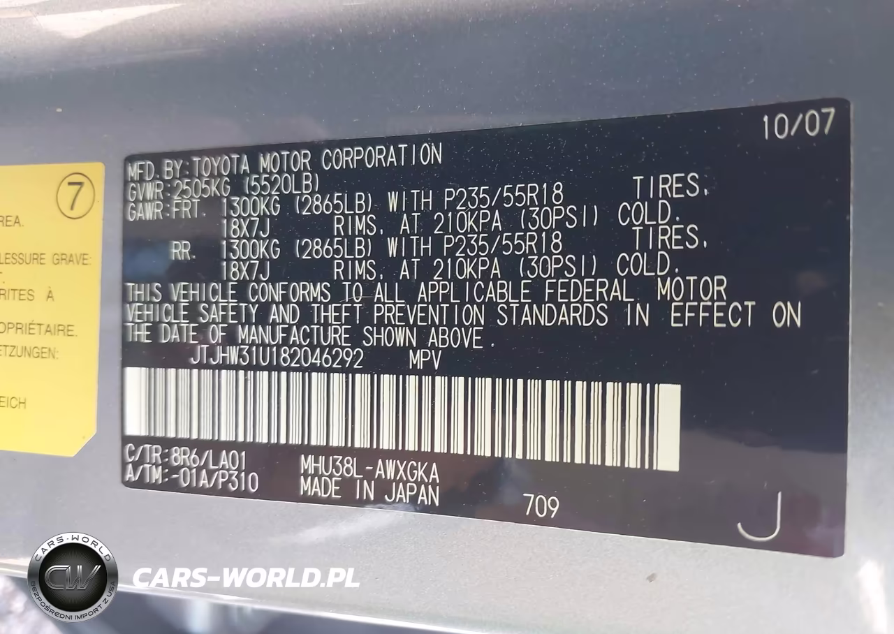 2008 Lexus Rx 400H VIN:JTJHW31U182046292 - 9