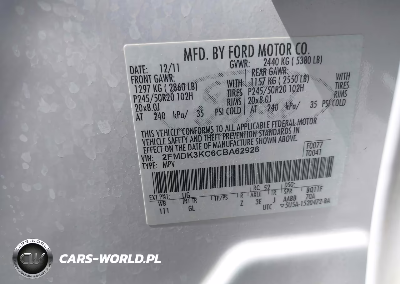 2012 Ford Edge Limited VIN:2FMDK3KC6CBA62926 - 9