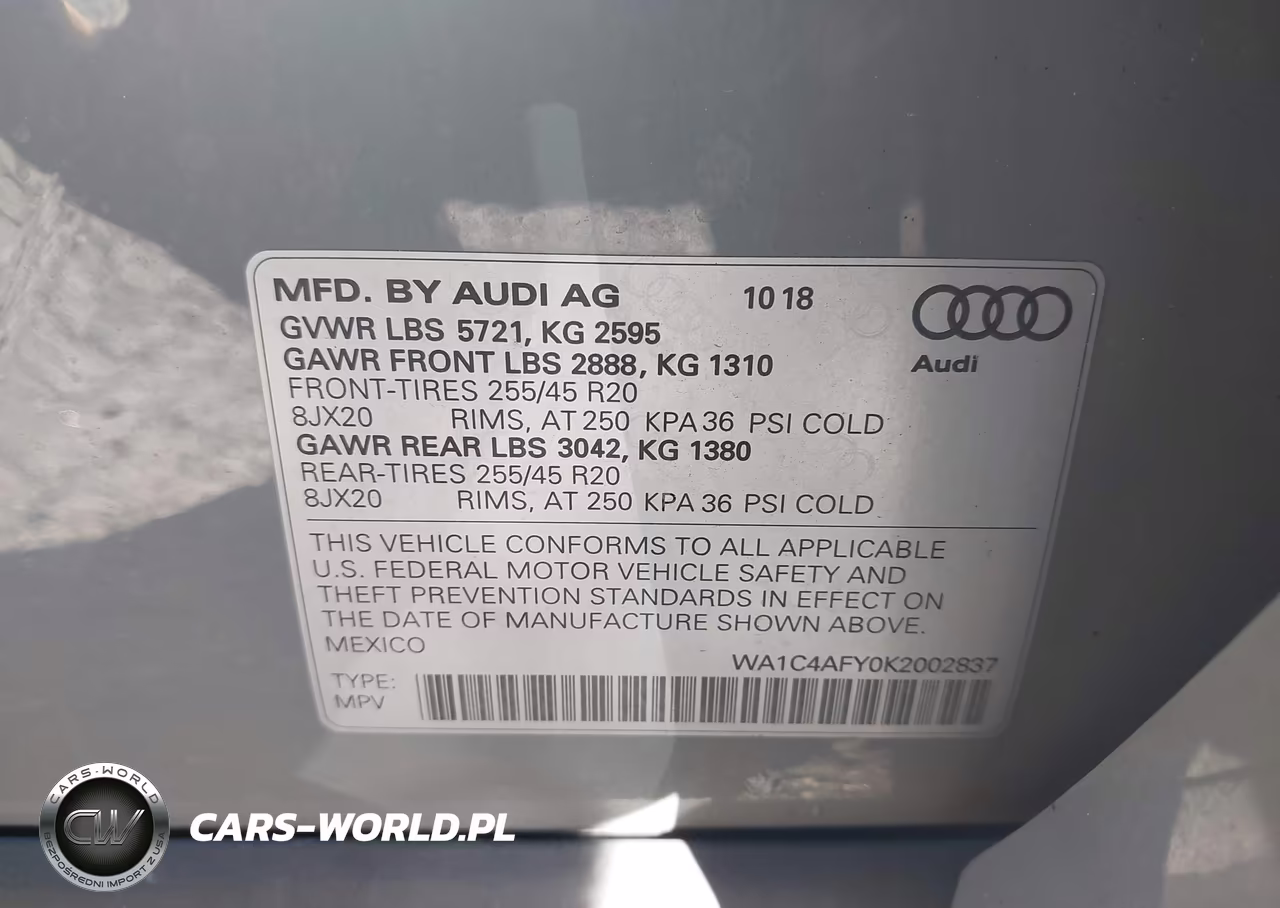2019 Audi Sq5 3.0T Premium VIN:WA1C4AFY0K2002837 - 9
