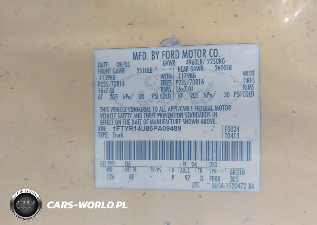 2006 Ford Ranger Sport-Stx-Xl-Xlt VIN:1FTYR14U86PA09489 - 9