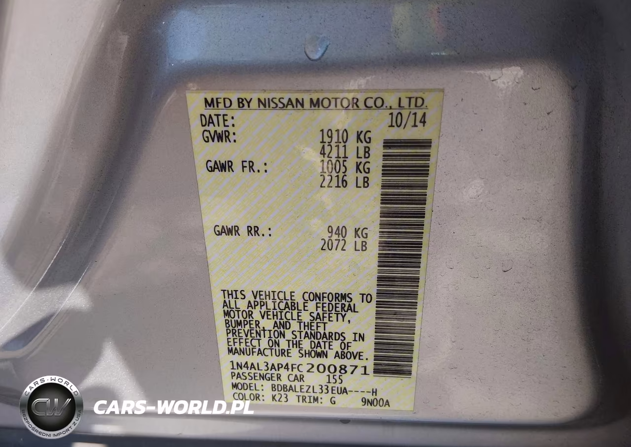 2015 Nissan Altima 2.5 S VIN:1N4AL3AP4FC200871 - 9