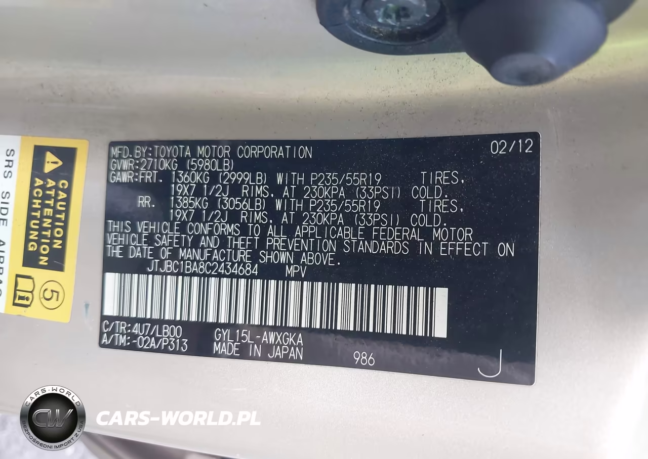 2012 Lexus Rx 450H VIN:JTJBC1BA8C2434684 - 9