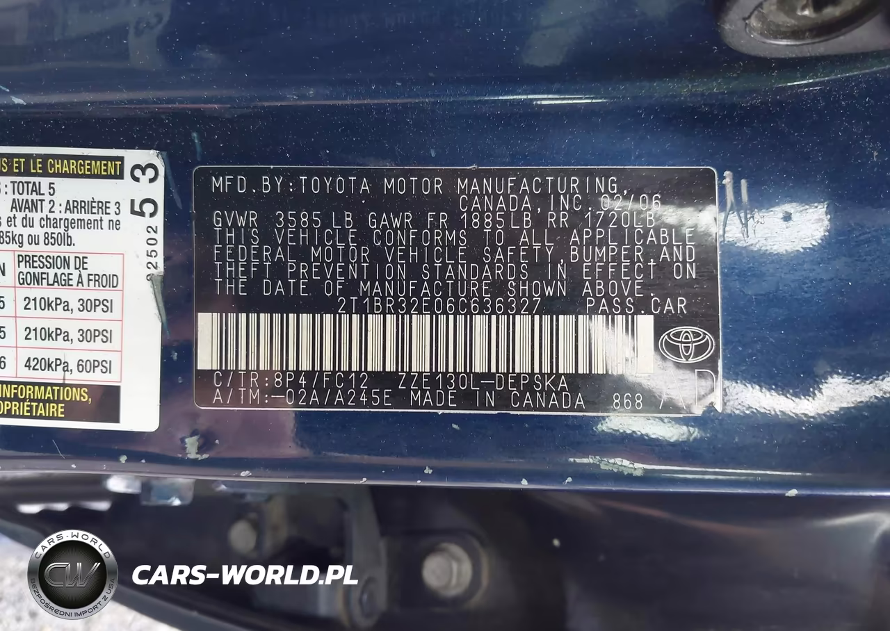 2006 Toyota Corolla S VIN:2T1BR32E06C636327 - 9