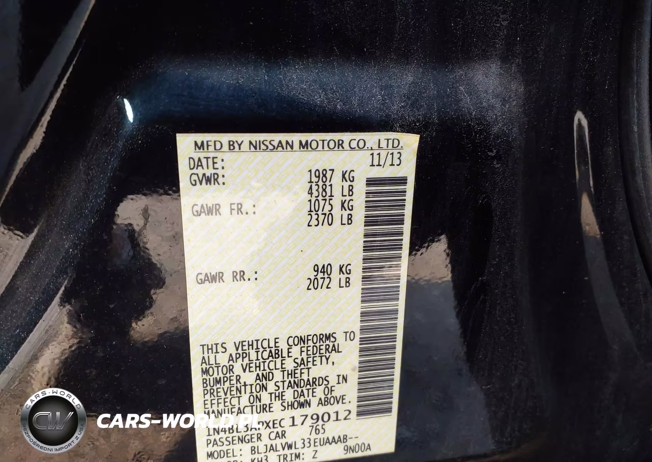2014 Nissan Altima 3.5 Sl VIN:1N4BL3APXEC179012 - 9
