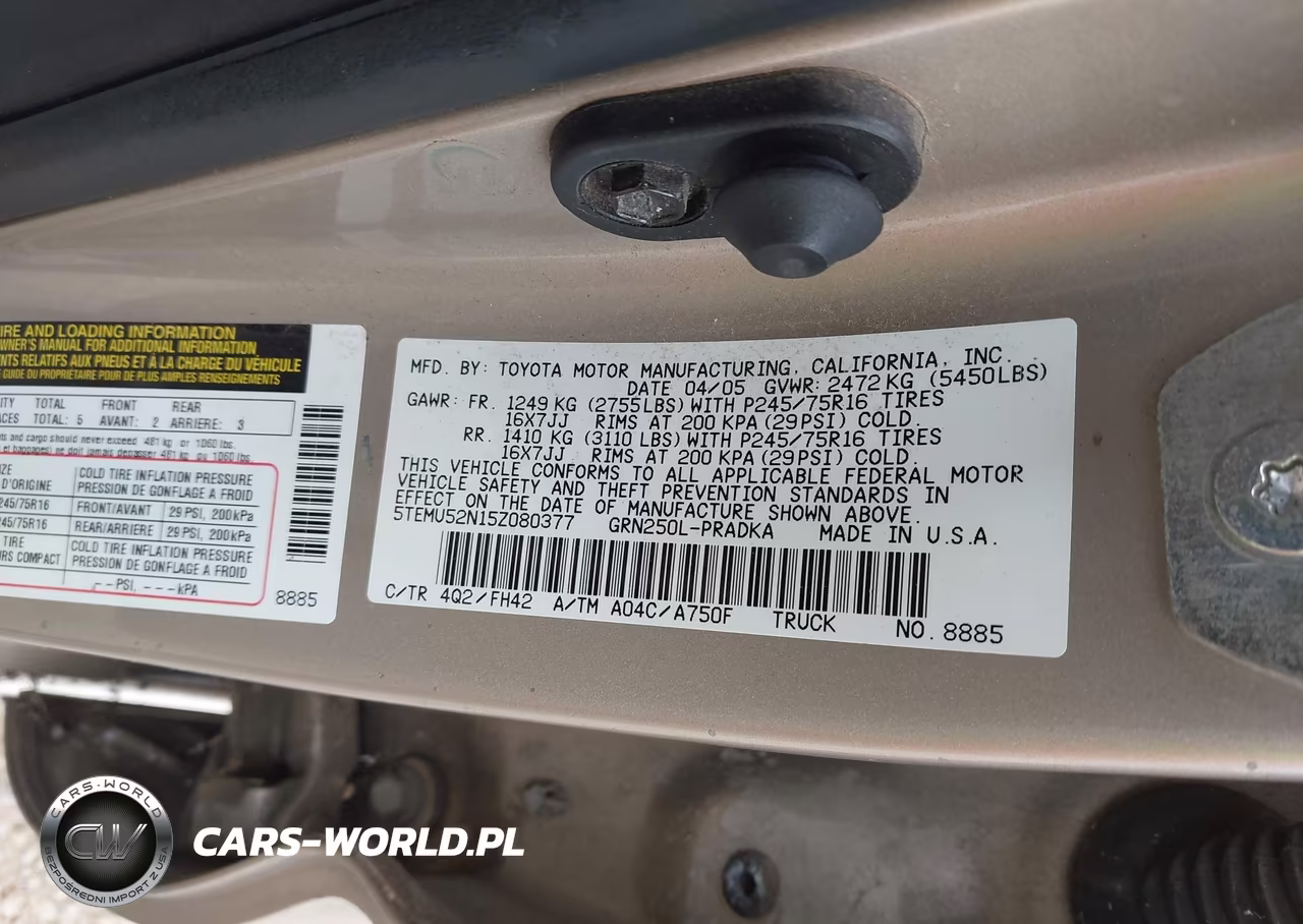 2005 Toyota Tacoma Base V6 VIN:5TEMU52N15Z080377 - 9