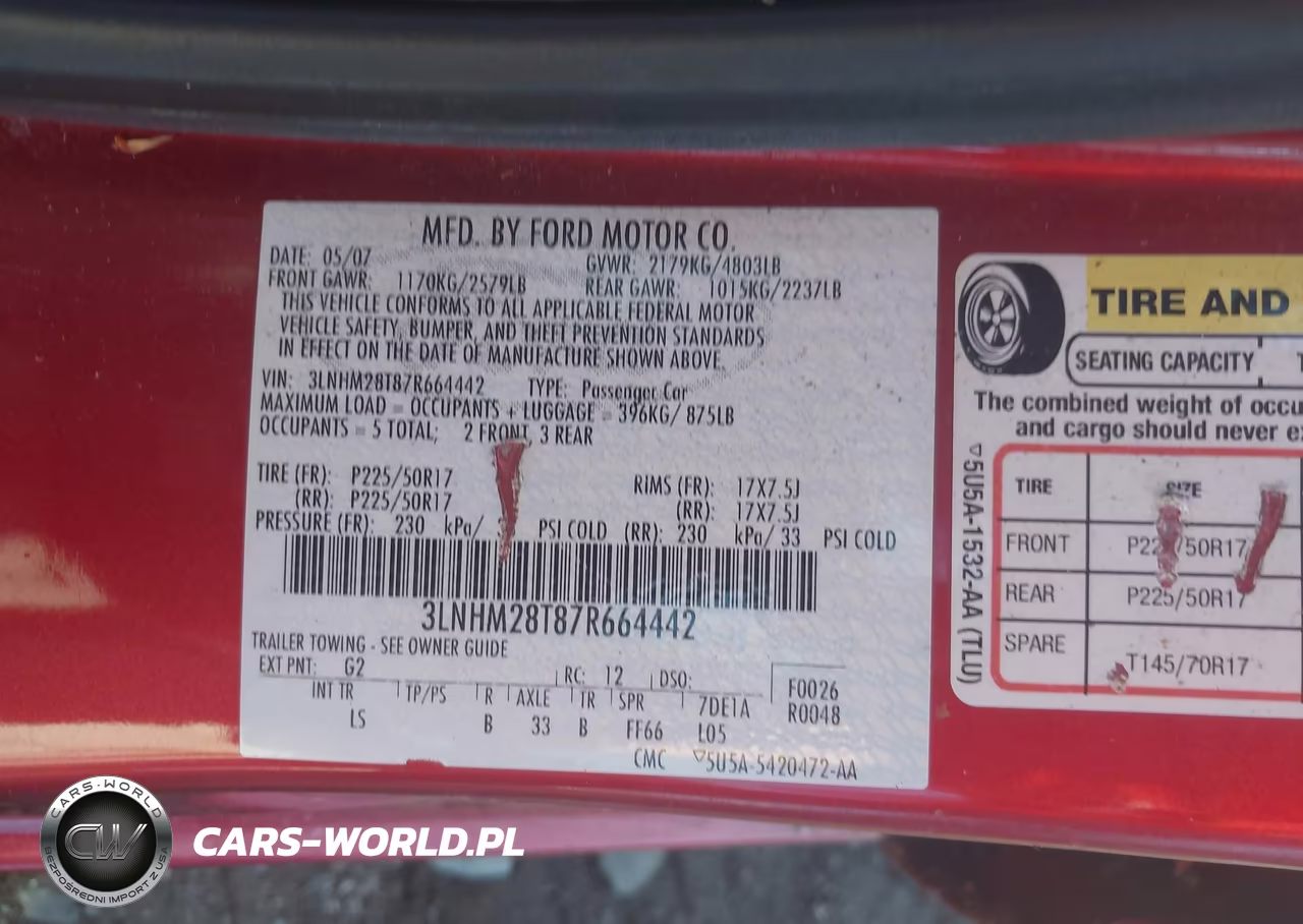 2007 Lincoln Mkz VIN:3LNHM28T87R664442 - 9