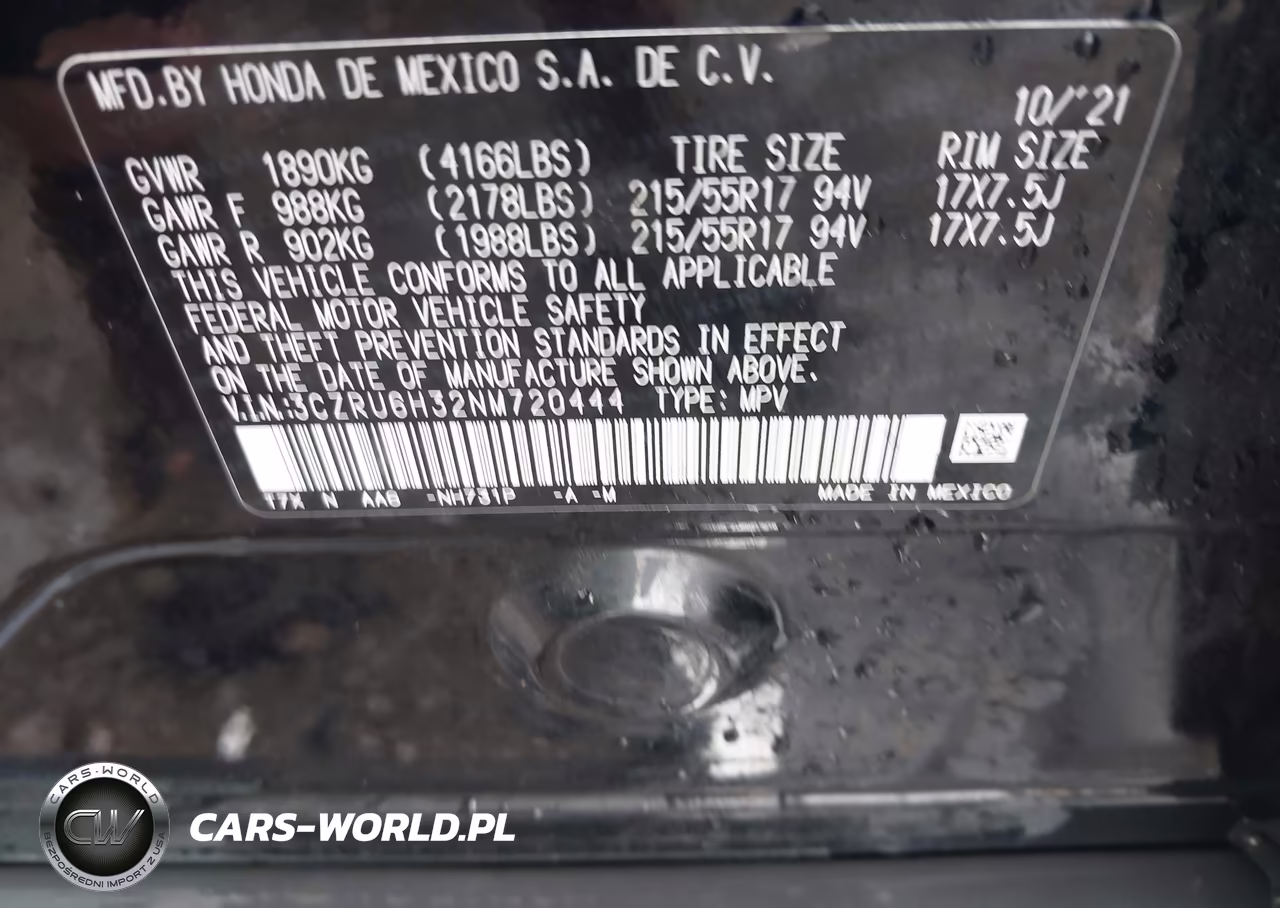 2022 Honda Hr-V Awd Lx VIN:3CZRU6H32NM720444 - 9