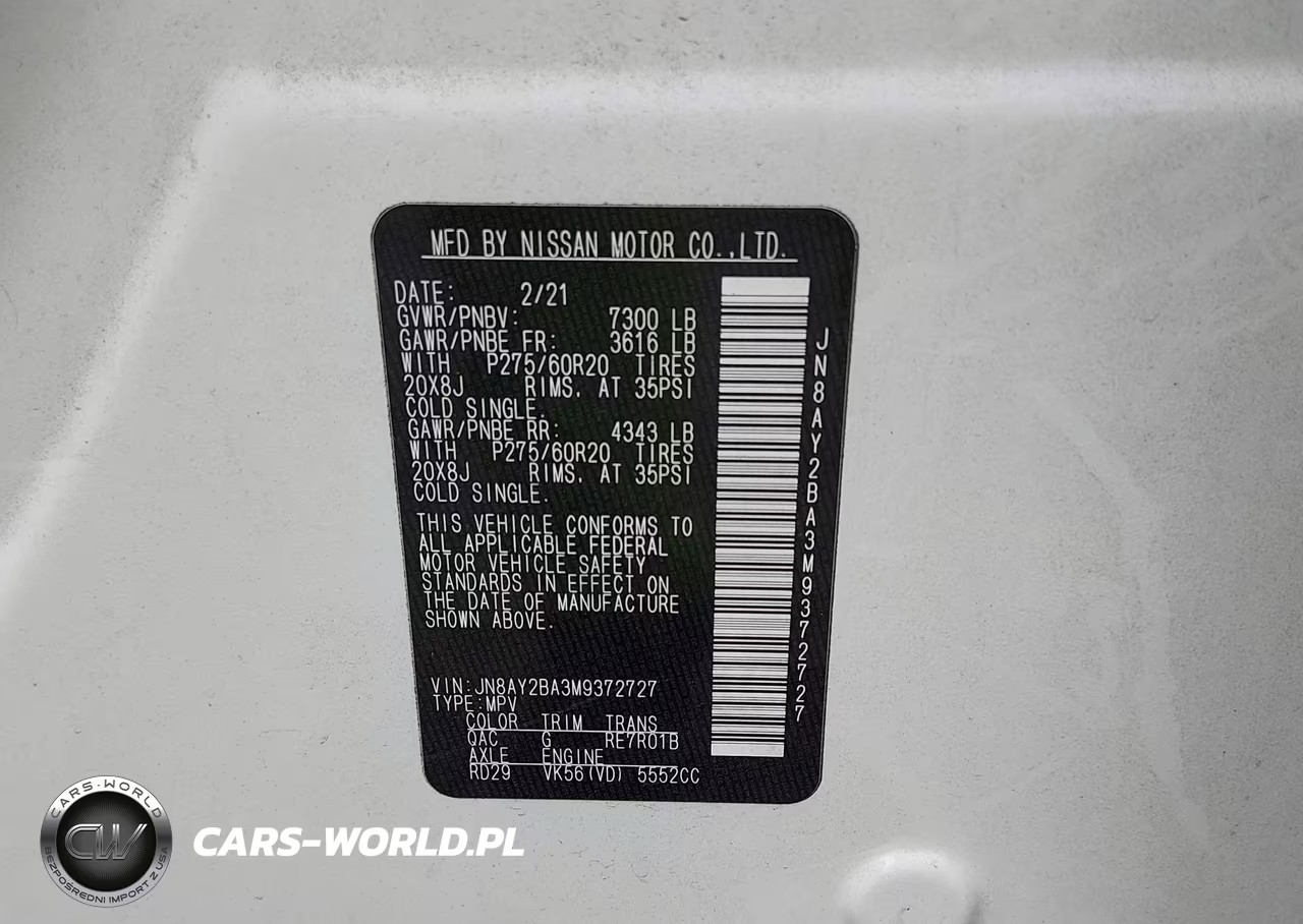 2021 Nissan Armada Sl 2Wd VIN:JN8AY2BA3M9372727 - 9