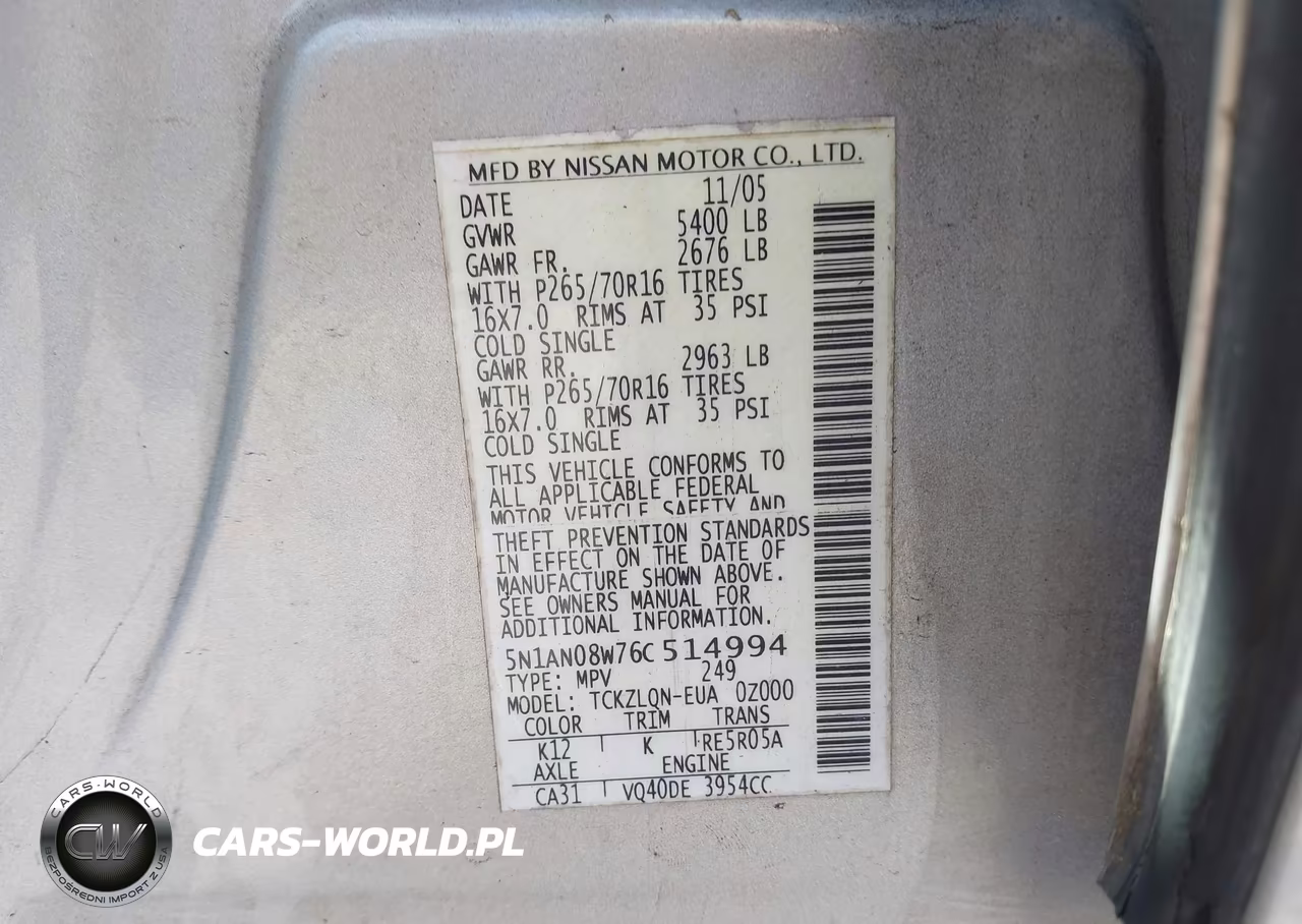 2006 Nissan Xterra X VIN:5N1AN08W76C514994 - 9