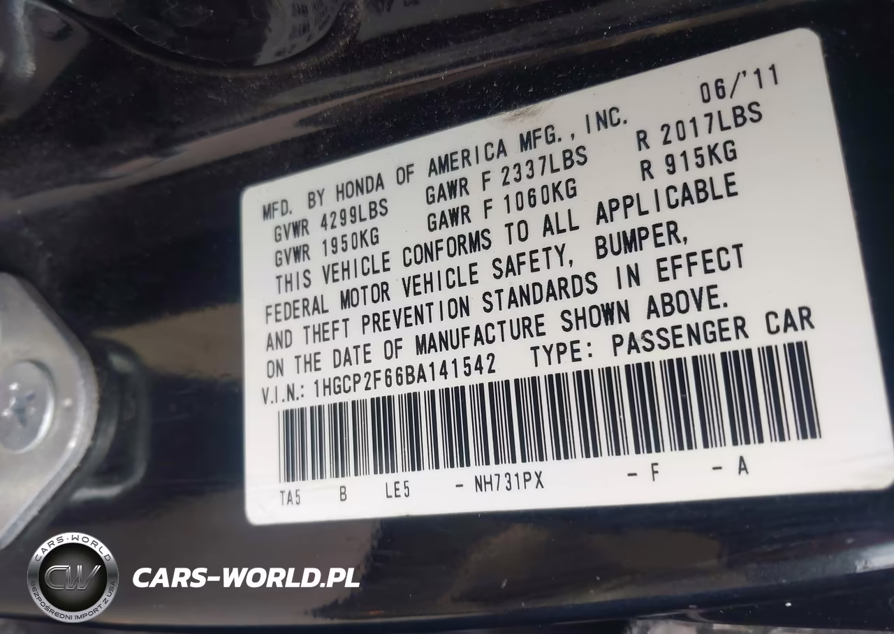 2011 Honda Accord 2.4 Se VIN:1HGCP2F66BA141542 - 9