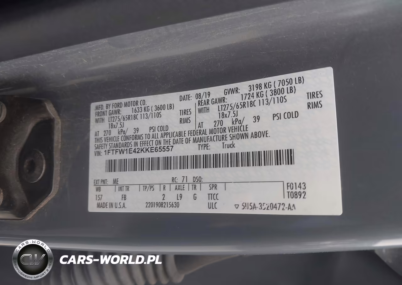 2019 Ford F-150 Xlt VIN:1FTFW1E42KKE65557 - 9