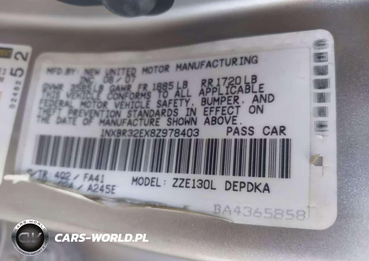 2008 Toyota Corolla Ce VIN:1NXBR32EX8Z978403 - 9