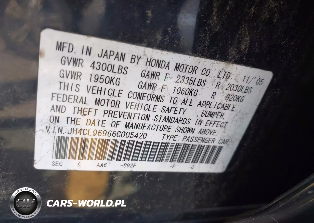 2006 Acura Tsx VIN:JH4CL96966C005420 - 9