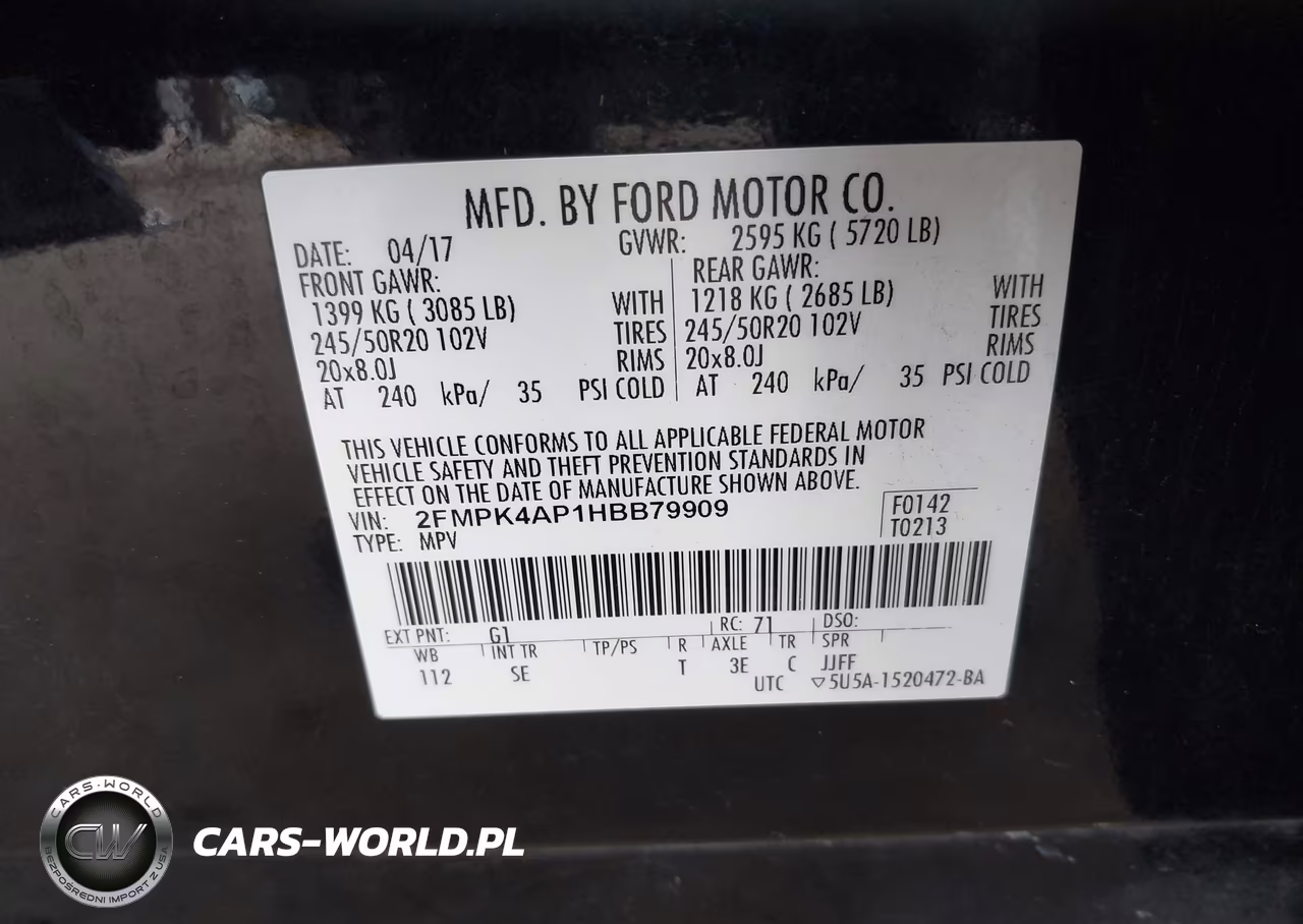 2017 Ford Edge Sport VIN:2FMPK4AP1HBB79909 - 9