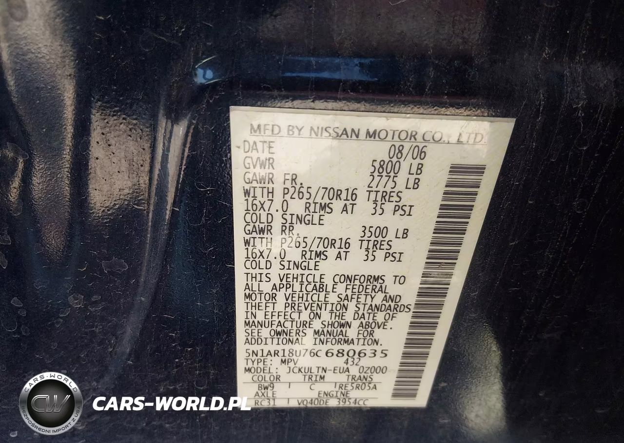 2006 Nissan Pathfinder Se VIN:5N1AR18U76C680635 - 9