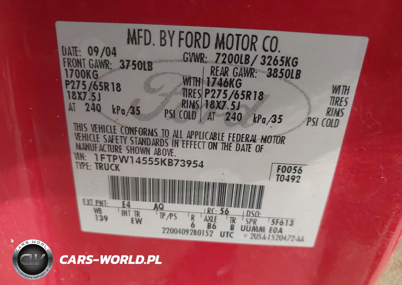 2005 Ford F-150 Fx4-Lariat-Xlt VIN:1FTPW14555KB73954 - 9