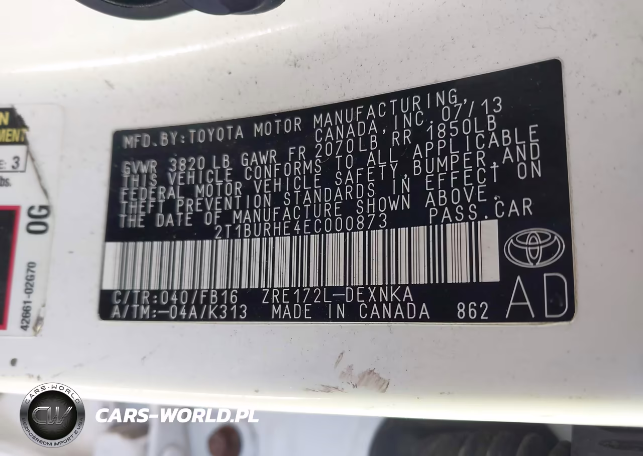 2014 Toyota Corolla Le VIN:2T1BURHE4EC000873 - 9