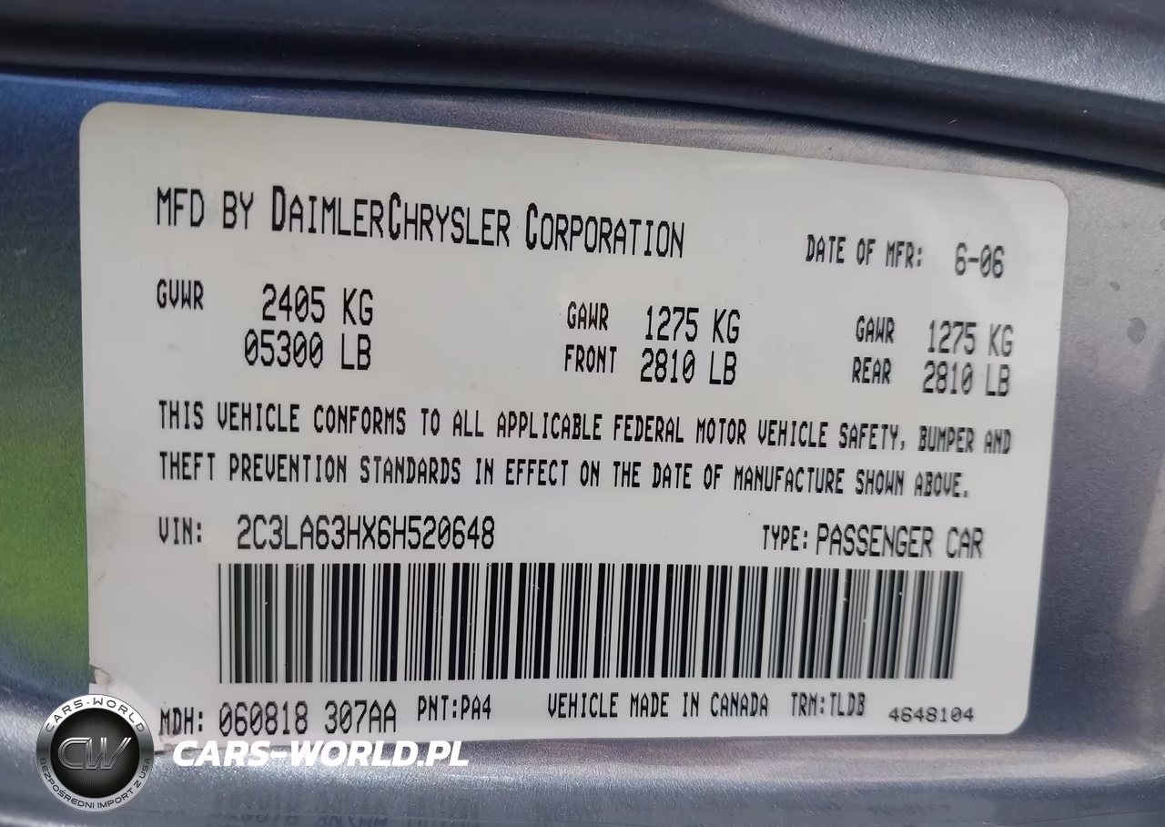 2006 Chrysler 300C VIN:2C3LA63HX6H520648 - 9
