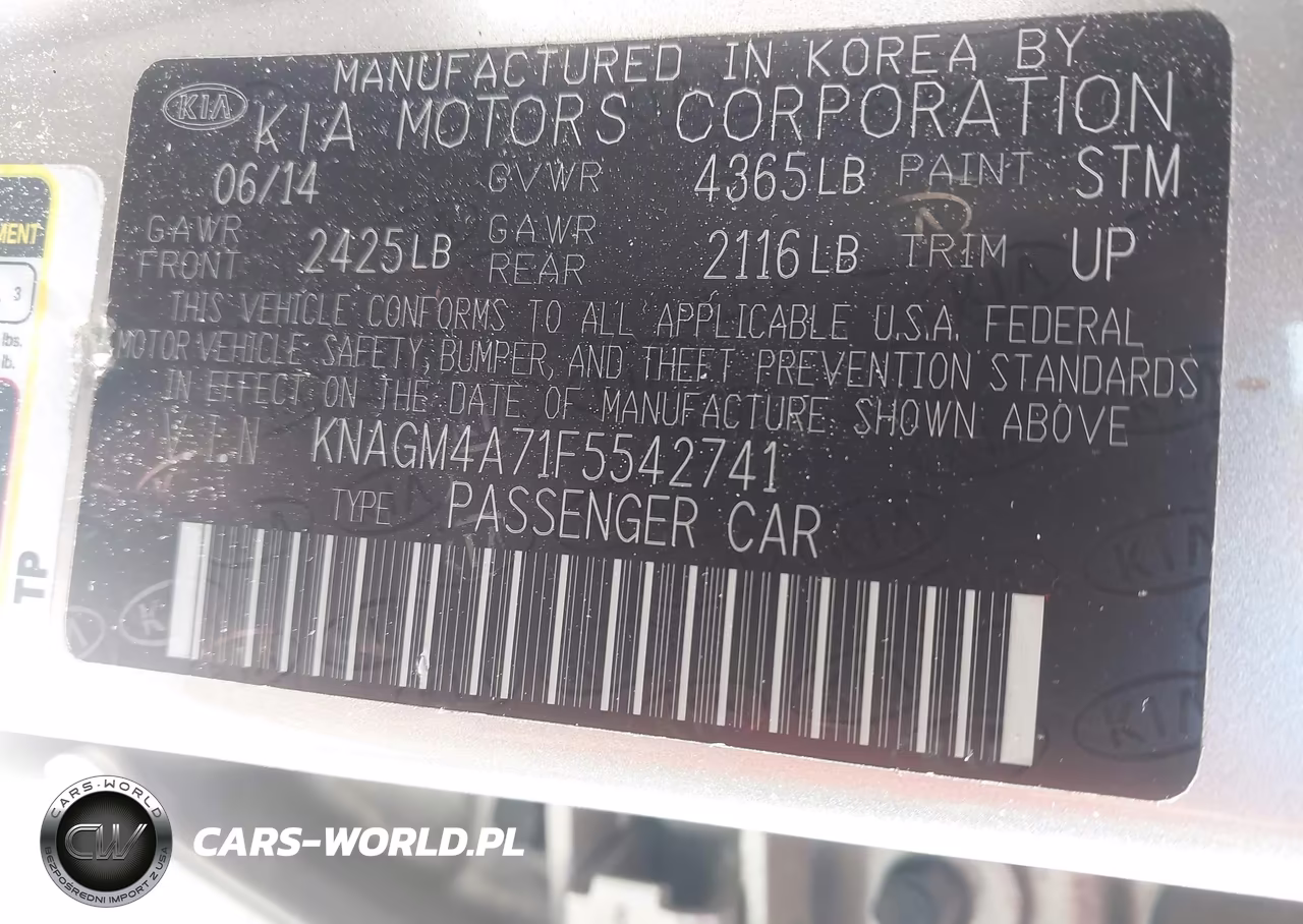 2015 Kia Optima Lx VIN:KNAGM4A71F5542741 - 9
