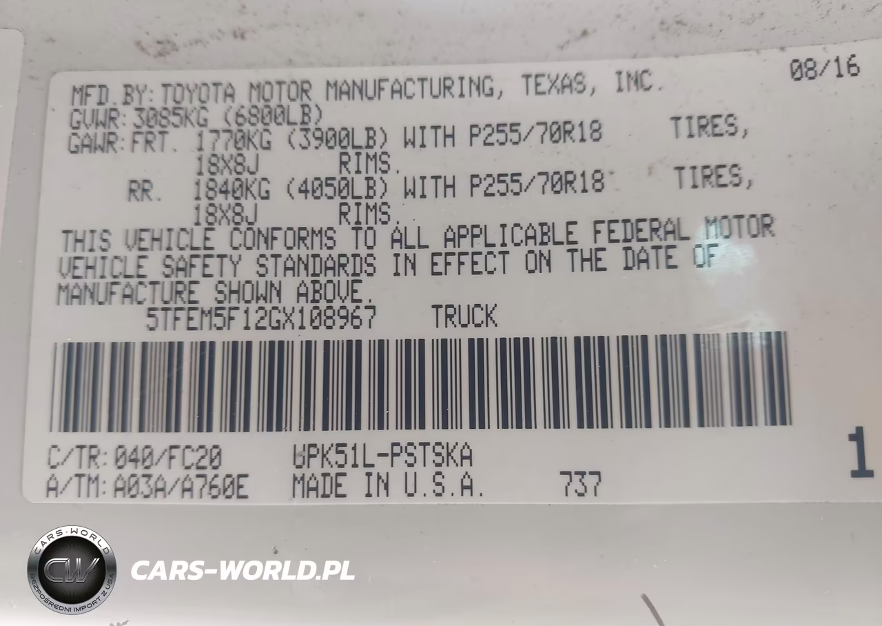 2016 Toyota Tundra Sr5 4.6L V8 VIN:5TFEM5F12GX108967 - 9