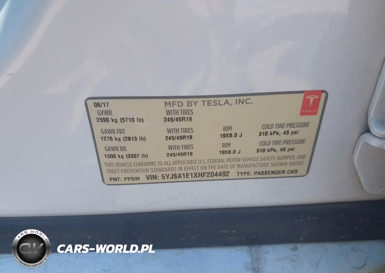 2017 Tesla Model S 60-75 VIN:5YJSA1E1XHF204492 - 7