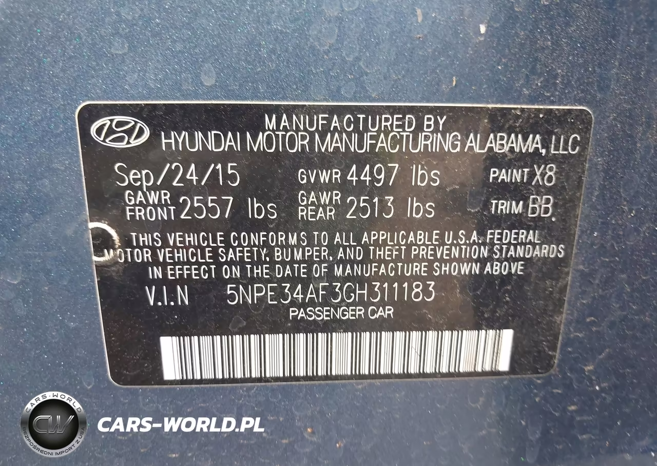 2016 Hyundai Sonata Sport VIN:5NPE34AF3GH311183 - 9