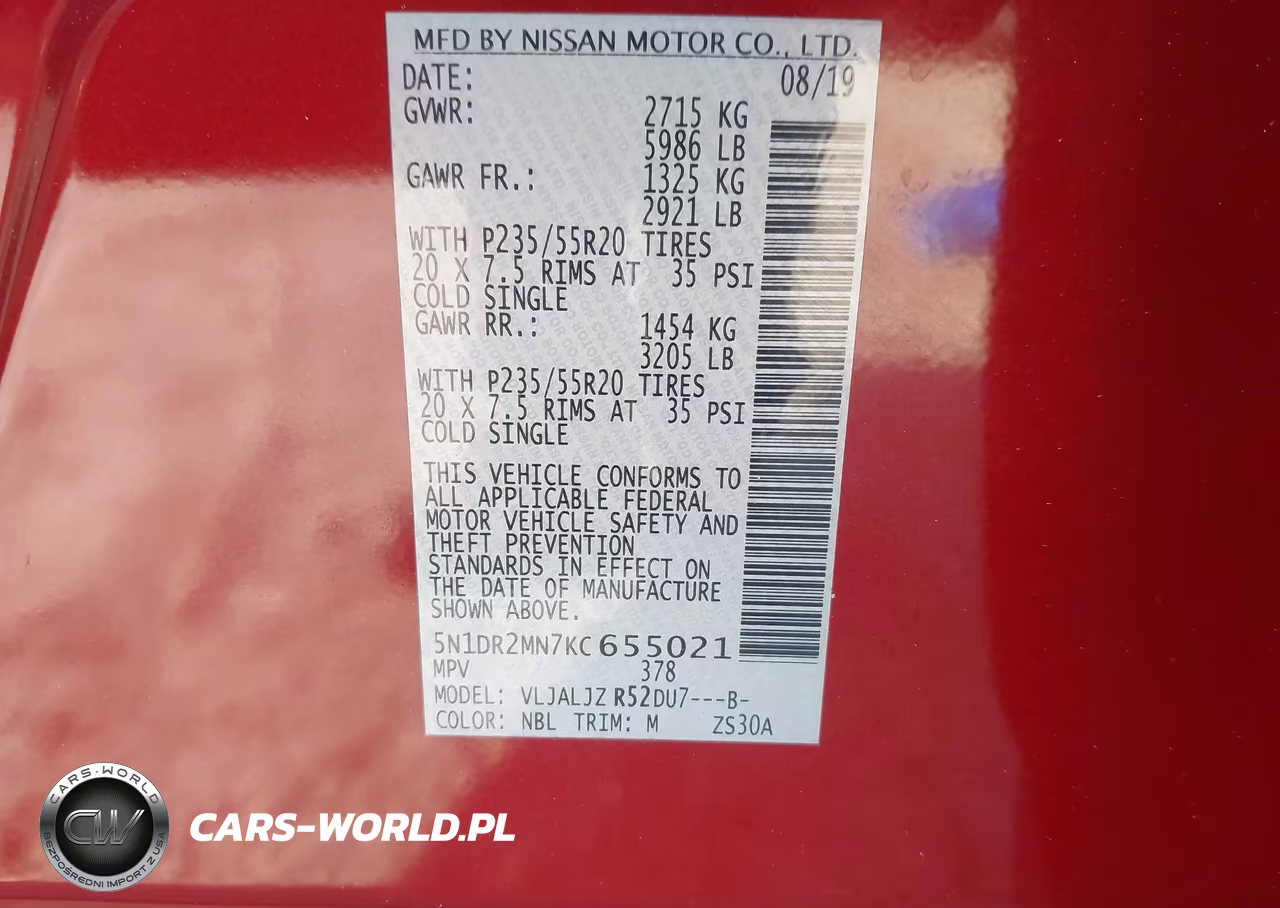 2019 Nissan Pathfinder Platinum VIN:5N1DR2MN7KC655021 - 9