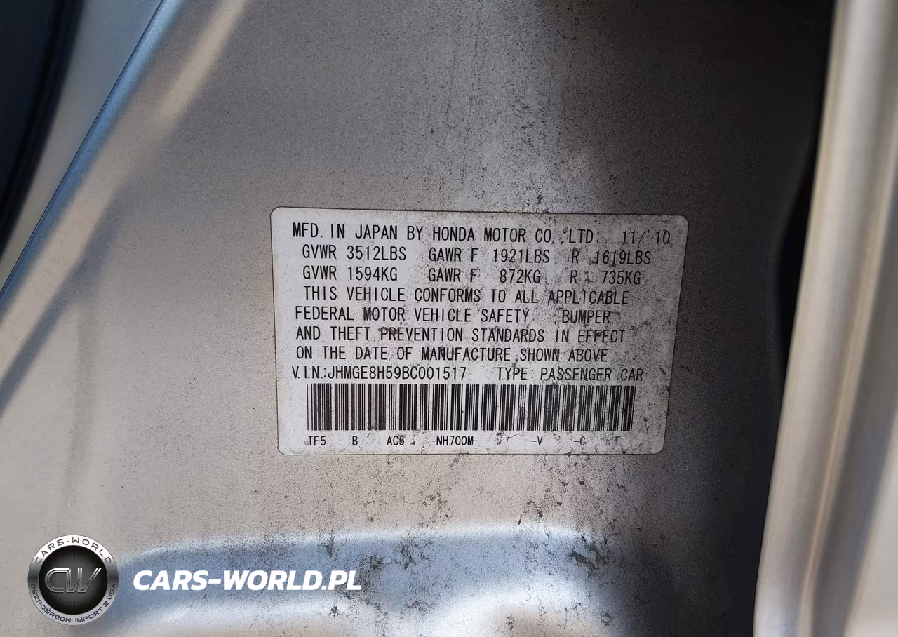 2011 Honda Fit Sport VIN:JHMGE8H59BC001517 - 9