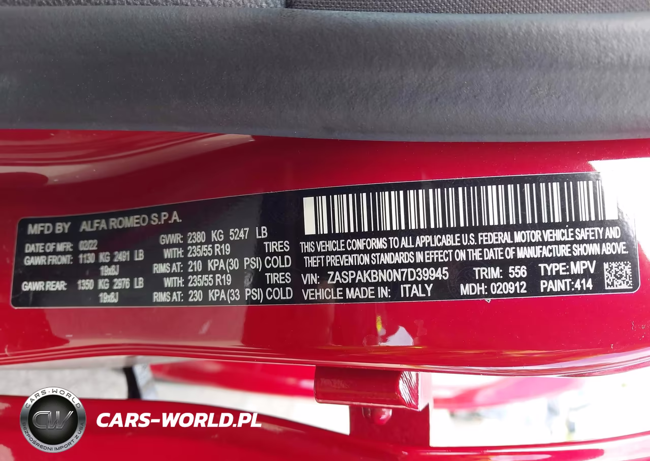 2022 Alfa Romeo Stelvio Ti Awd VIN:ZASPAKBN0N7D39945 - 9