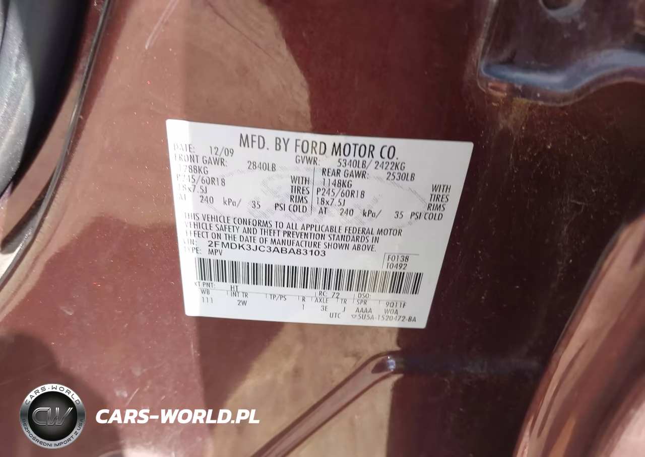 2010 Ford Edge Sel VIN:2FMDK3JC3ABA83103 - 9