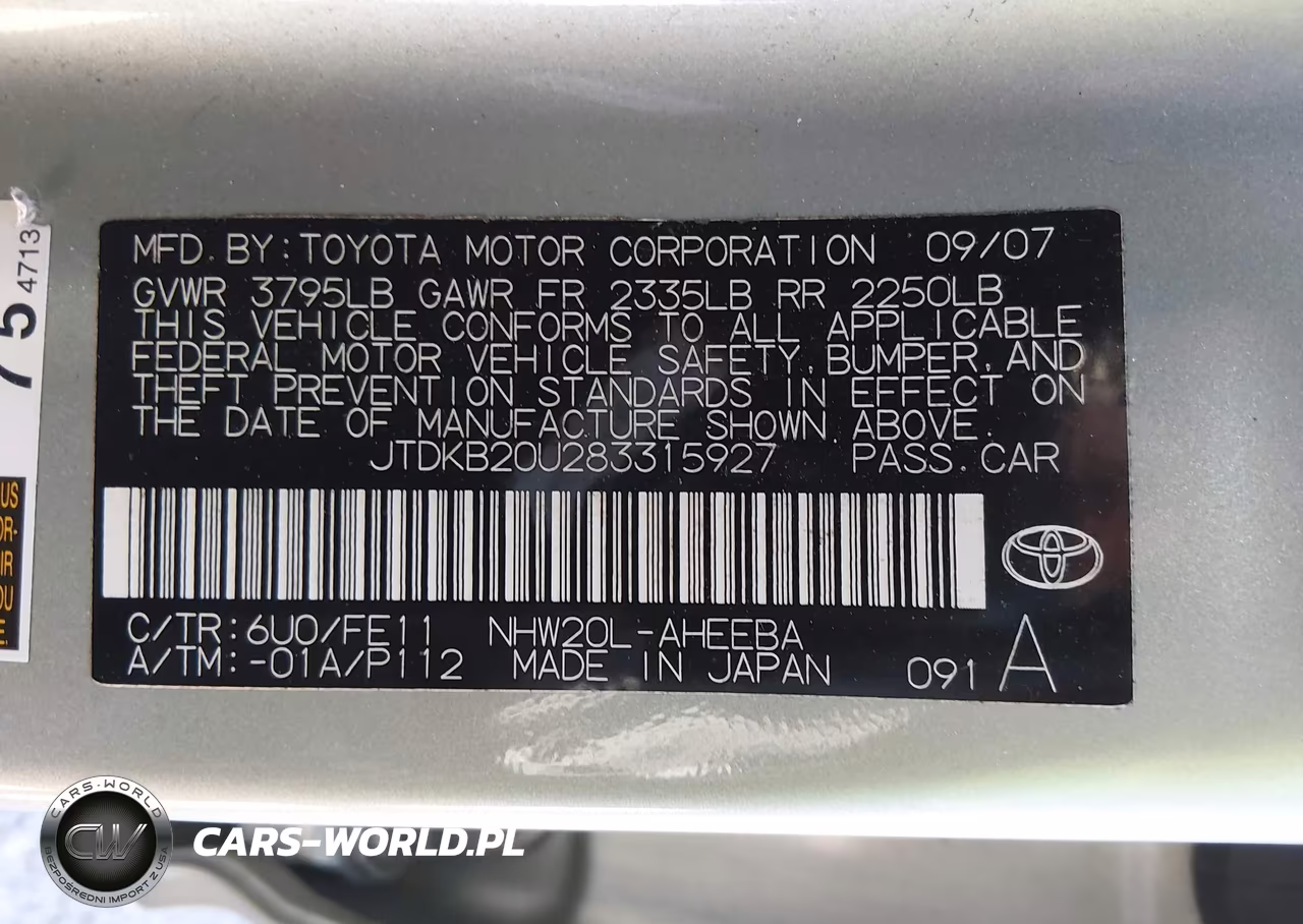 2008 Toyota Prius VIN:JTDKB20U283315927 - 9