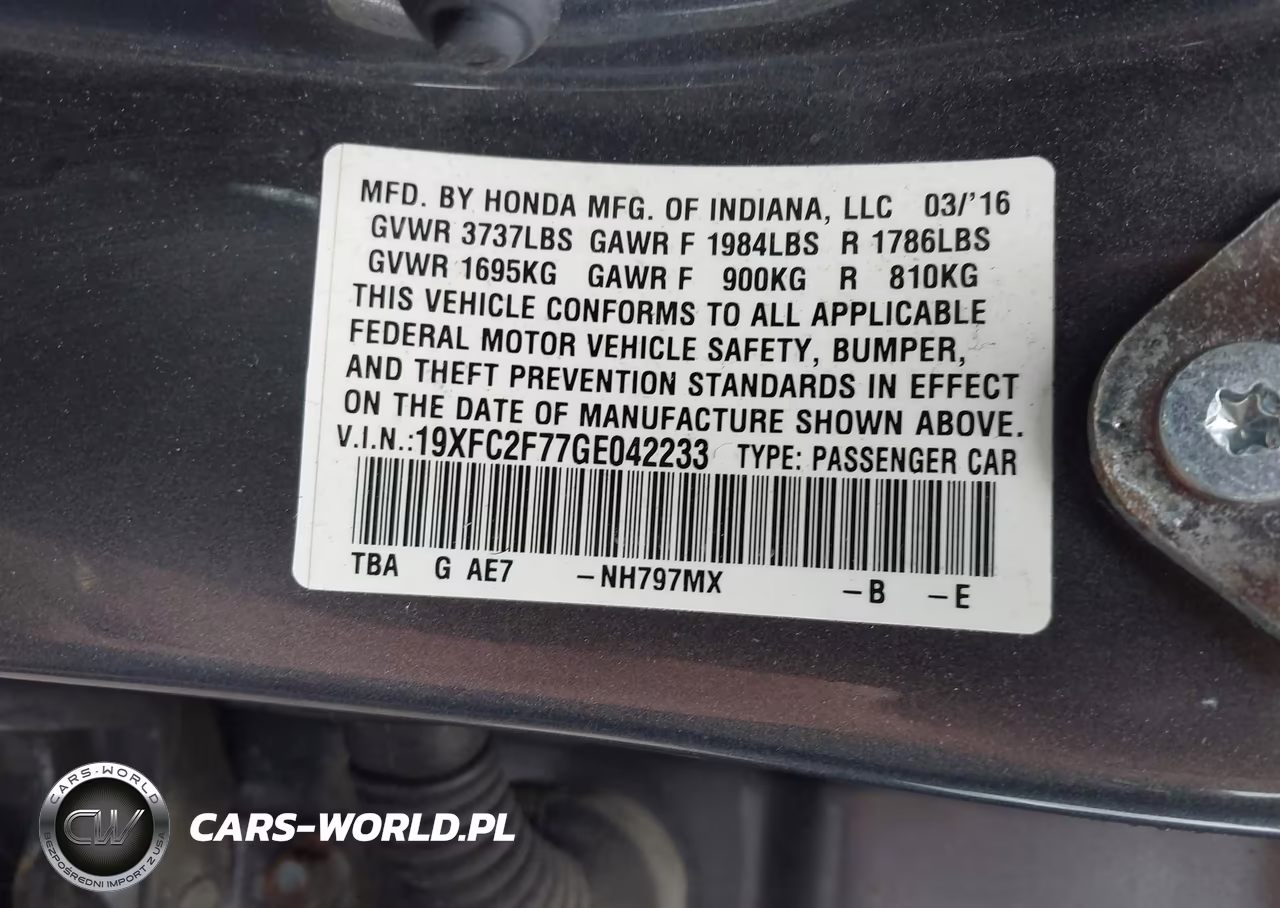 2016 Honda Civic Ex VIN:19XFC2F77GE042233 - 9