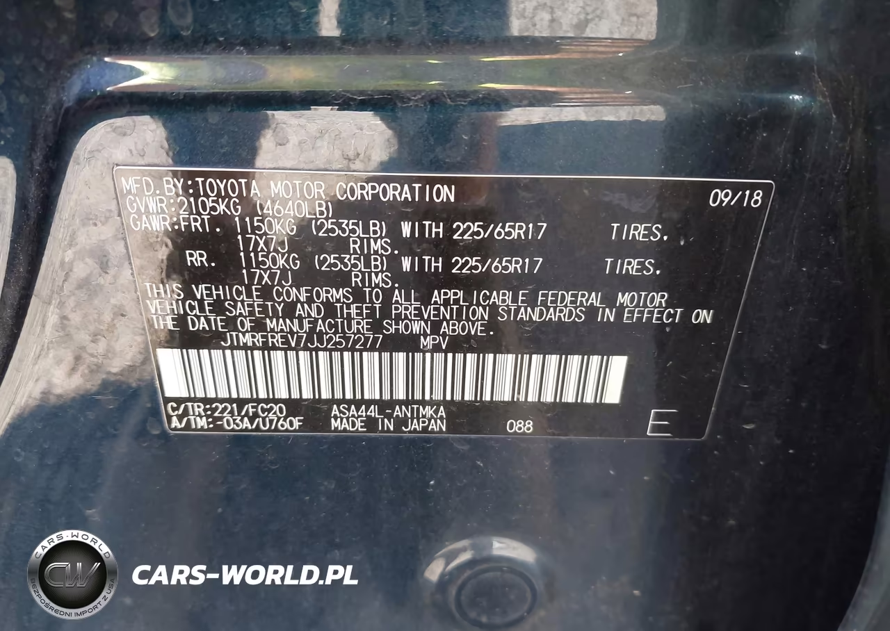 2018 Toyota Rav4 Xle VIN:JTMRFREV7JJ257277 - 9