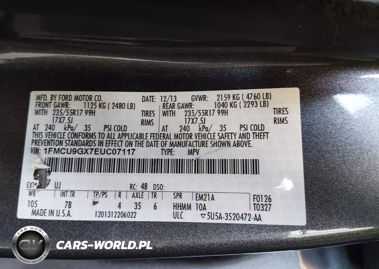 2014 Ford Escape Se VIN:1FMCU9GX7EUC07117 - 9