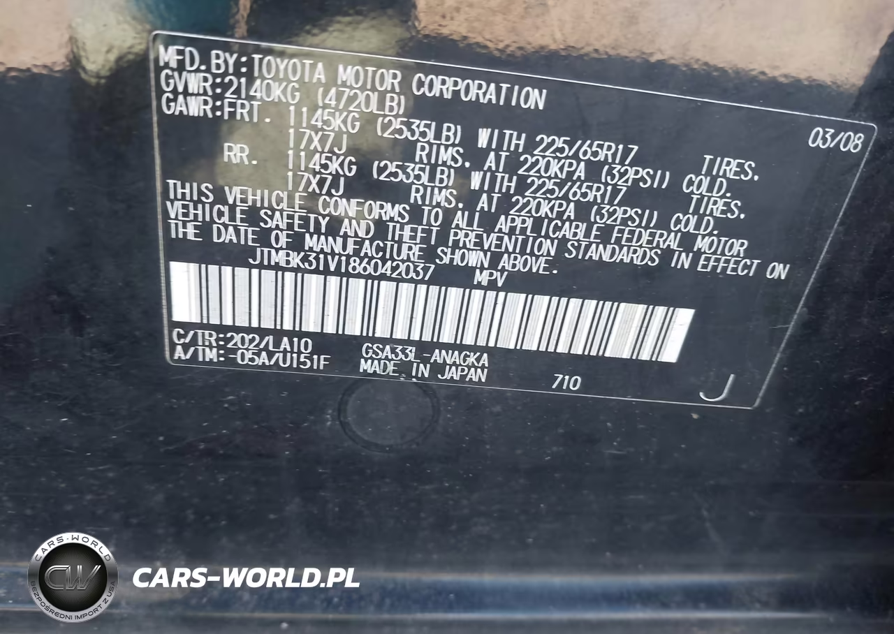 2008 Toyota Rav4 Limited V6 VIN:JTMBK31V186042037 - 9