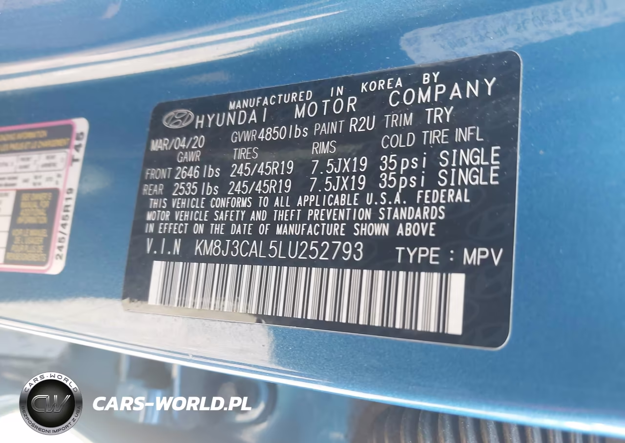 2020 Hyundai Tucson Sport VIN:KM8J3CAL5LU252793 - 9