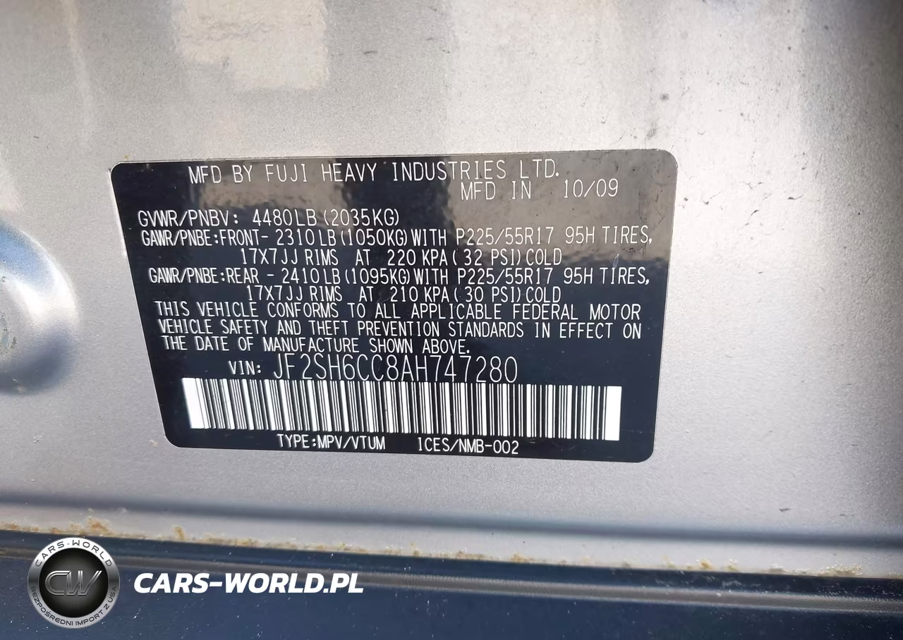 2010 Subaru Forester 2.5X Premium VIN:JF2SH6CC8AH747280 - 9